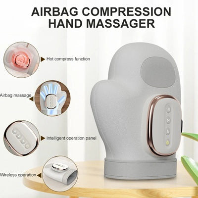 Hand Massager with Vibration and Heat Cordless Hand Massager with Heat and Compression Electric Portable Wrist & Finger Massager 5-Level Adjustable Pressure Best Gift Air Compression