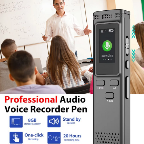 Dictaphone Voice Activated Recorder 64GB 16GB 8GB Digital Voice Recorder Voice Activated Audio Recording Noise Reduction with Playback MP3 Music Player 288hrs