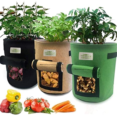 Root Veg Grow Bag Sweet Potato Plants Fabric Planting Pots Handles Breathable Aeration Root Control Vegetable Garden Container Growbag