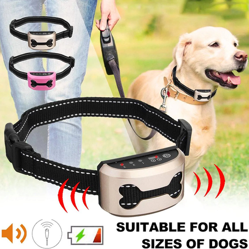 Anti-Bark Control Dog Collar Smart Dog Anti Bark Collar Ultrasonic Waterproof Auto Anti Humane Bark Collar Stop Dog Barking Rechargeable Shock/Safe Gps track