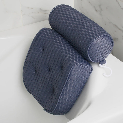 Padded Neck Support Bath Pillow Bath pillow with 4D breathable mesh and Thick 7 suction cups to help support the head, back, shoulders and neck, suitable for all bath