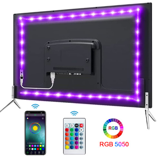 TV LED Backlight Strip Tape Bluetooth USB LED Strip Light 5050 SMD 5V USB RGB Lights Flexible LED Lamp Tape Ribbon RGB Self-adhesive TV Desktop Diode