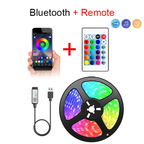 TV LED Backlight Strip Tape Bluetooth USB LED Strip Light 5050 SMD 5V USB RGB Lights Flexible LED Lamp Tape Ribbon RGB Self-adhesive TV Desktop Diode