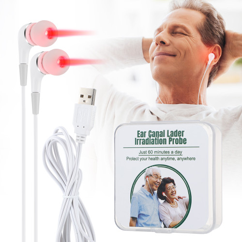 USB Ear Canal Laser Therapy 650nm Ear Canal Laser Physiotherapy Line With 4pcs Earplugs Balance High Blood Pressure Reduce Fat Inflammation Ear Care Tools