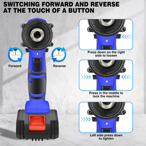Electric Cordless Drill Kit Electric Screwdriver Kit, 45Nm Cordless Combination Drill, LED Work Light, Home and Garden DIY Project Kit