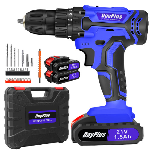 Electric Cordless Drill Kit Electric Screwdriver Kit, 45Nm Cordless Combination Drill, LED Work Light, Home and Garden DIY Project Kit