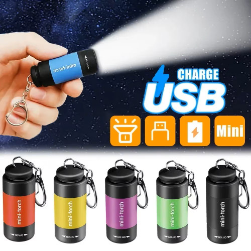 LED Mini Pocket Flashlight LED Micro Pocket Flashlight Portable USB Rechargeable Keychain Flashlight Waterproof Home Outdoor Hiking Camping Flashlight