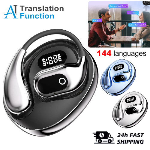 Ai Real-time Language Translator Earpiece Ai Two-Way Real time Translators Earphone 144 Languages Wireless Bluetooth Smart Voice Translator Headphones For Travel Business