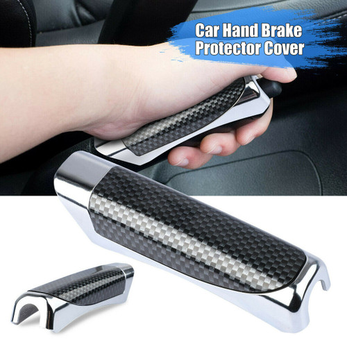 Universal Car Handbrake Grip Protect Cover Styling Wooden Carbon Fiber Decor High Quality ABS Smooth SUV Interior Accessory Carbon Fibre Car Handbrake Grip