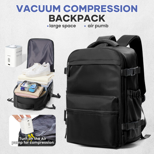 Flight-Approved Vacuum Compression Backpack Travel Bag for Men Large Capacity Backpack Business Laptop Backpack Women Men Expandable Backpack School Bag