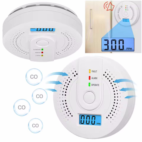 Carbon Monoxide Alarm Detector Independent CO Alarm Sensor Carbon Monoxide Alarm Detector High Sensitive Warning LCD Display CO Alarm for Home Warehouse