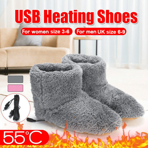Heated Winter Warm USB Slipper Boots Women Men Electric Heating Shoes Washable USB Heated Shoes Couples Home Shoes for Winter