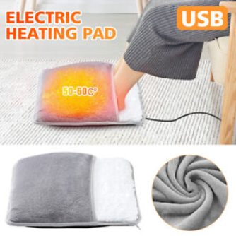 USB Heated Foot Pad Foot Warmer USB Foot Heater Thermal Foot Heating Pad Soft Plush Warm Foot Cover Electric Heating Feet Warmer for Home Bedroom