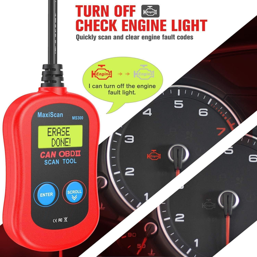 MS300 OBDII Diagnostic Scanner Code Reader Car Diagnostic Tool Universal for Cars LCD Car Diagnostic Scanner