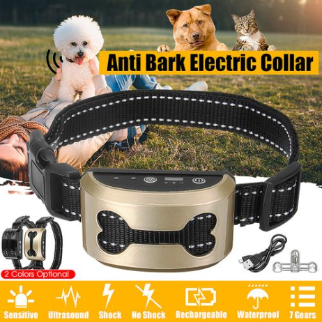 Anti-Bark Control Dog Collar Smart Dog Anti Bark Collar Ultrasonic Waterproof Auto Anti Humane Bark Collar Stop Dog Barking Rechargeable Shock/Safe Gps track