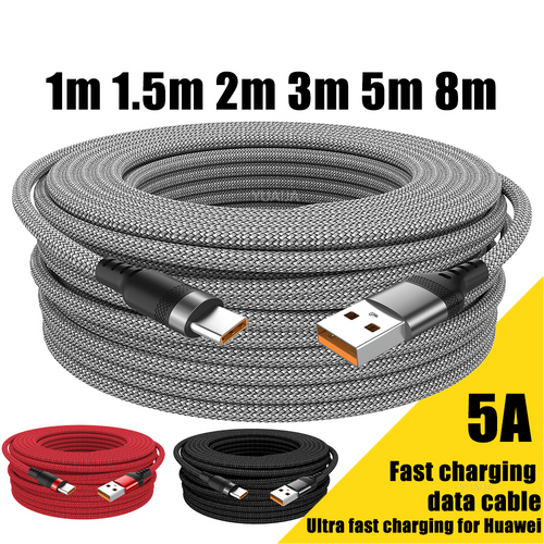 Fast Charge USB Cable TYPE-C USB TYPE C Cable 5A Super Fast Charge Cable for iPhone 15 16 17 Full range Huawei Samsung oppo oneplus Universal USB C Extension