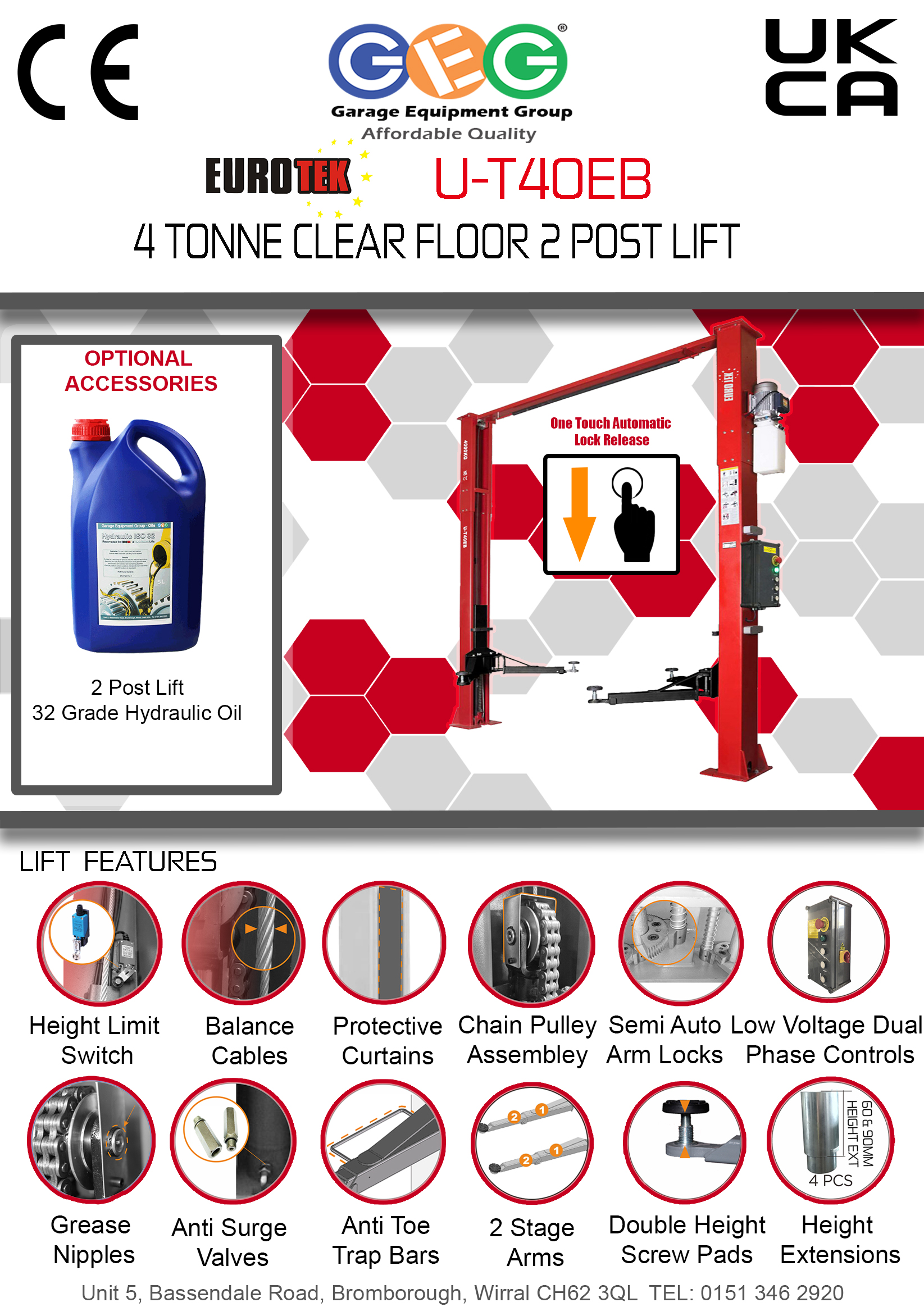 Clear Floor 2 Post Lift | 4 Tonne 2 Post Car Lift | Baseless Car Lift