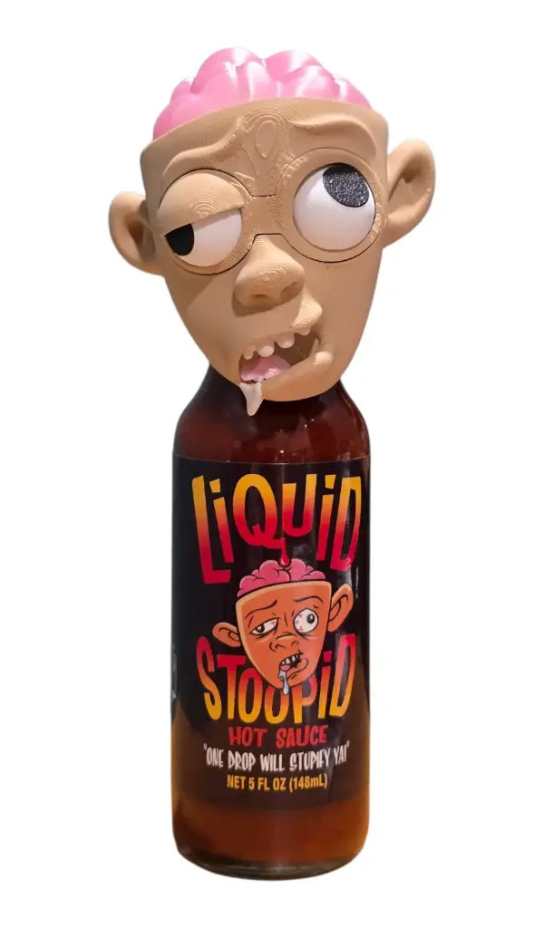 CaJohns Liquid Stoopid Hot Sauce with Movable Eyes Bottle Head
