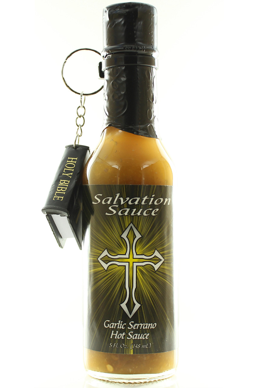 Hot Sauce Salvation Sauce Garlic Serrano with mini Bible Keychain 5oz –