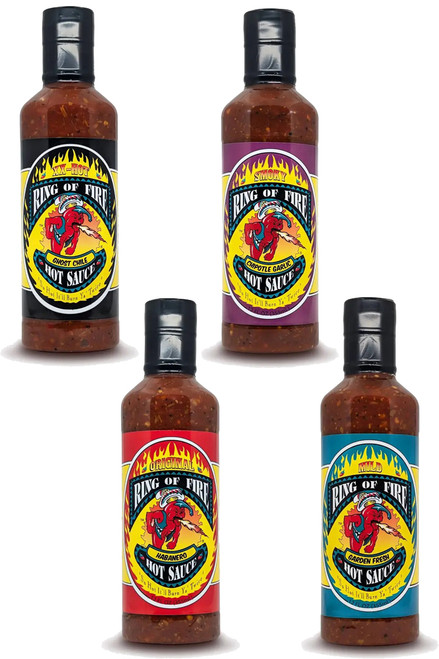 Ring of Fire Hot Sauce Complete Set, 4/12oz.