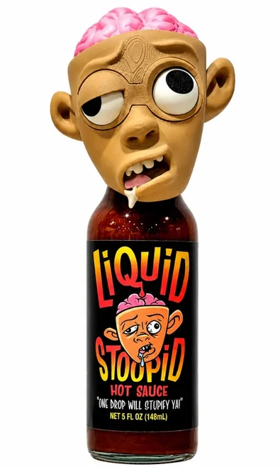 CaJohns Liquid Stoopid Hot Sauce with 3D Movable Eyes Bottle Head