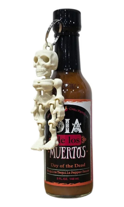 Day Of The Dead (Dia De Los Muertos) Hot Sauce Skeleton Keychain, 5oz.