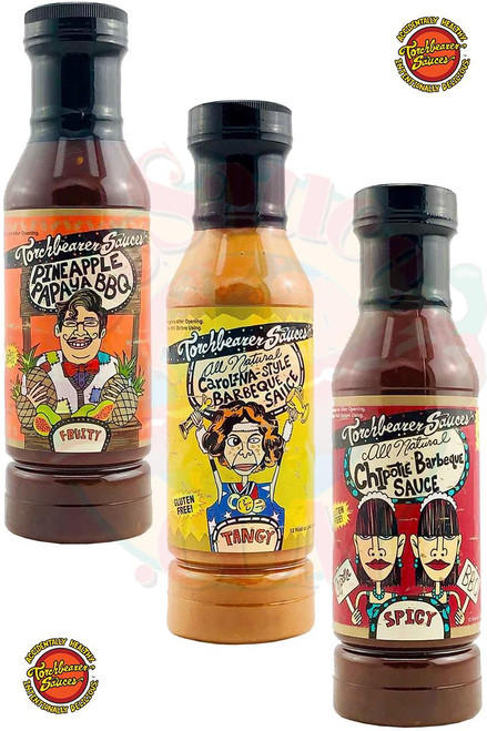Torchbearer Fruity Tangy Spicy BBQ Sauces Gift Pack, 3/12oz.
