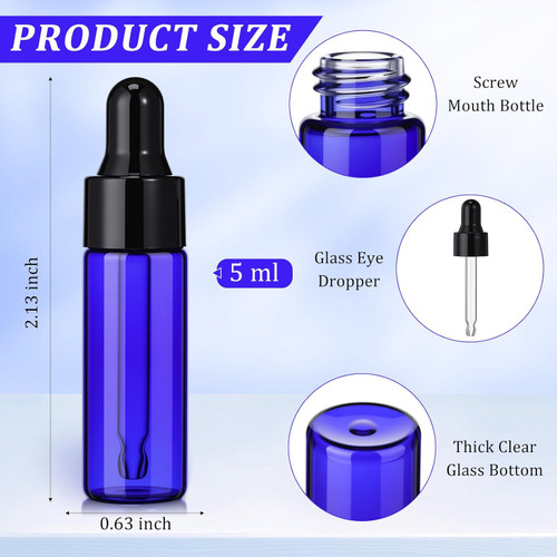 Cobalt Blue Chili Pepper Extract Bottle with Dropper, 5ml.