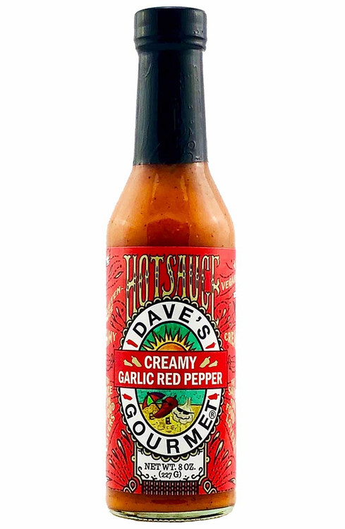 Dave's Gourmet Creamy Garlic Red Pepper Sauce - Medium Heat, Vegan & Gluten-Free (8oz)