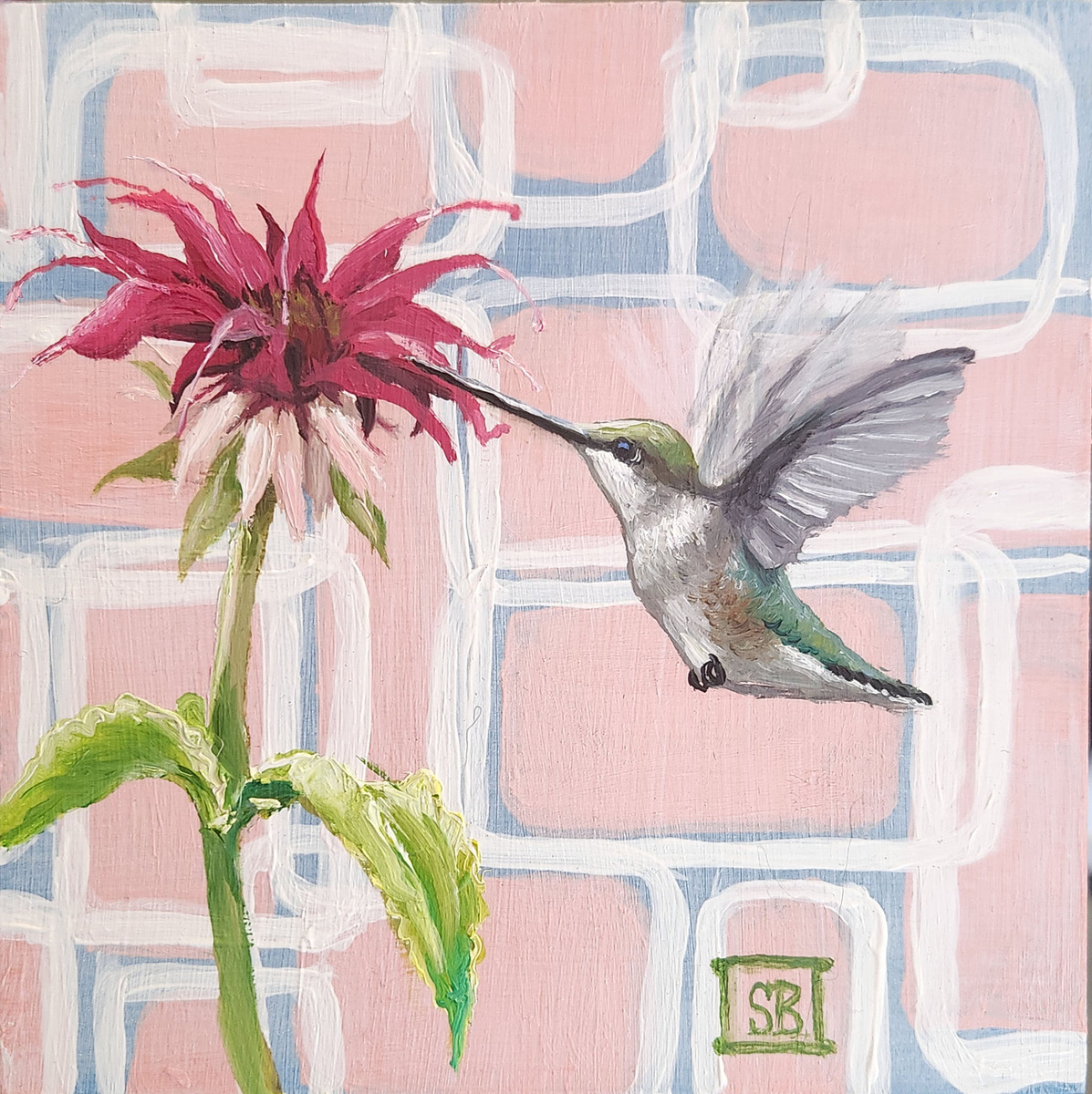 Hummingbird with Bee Balm