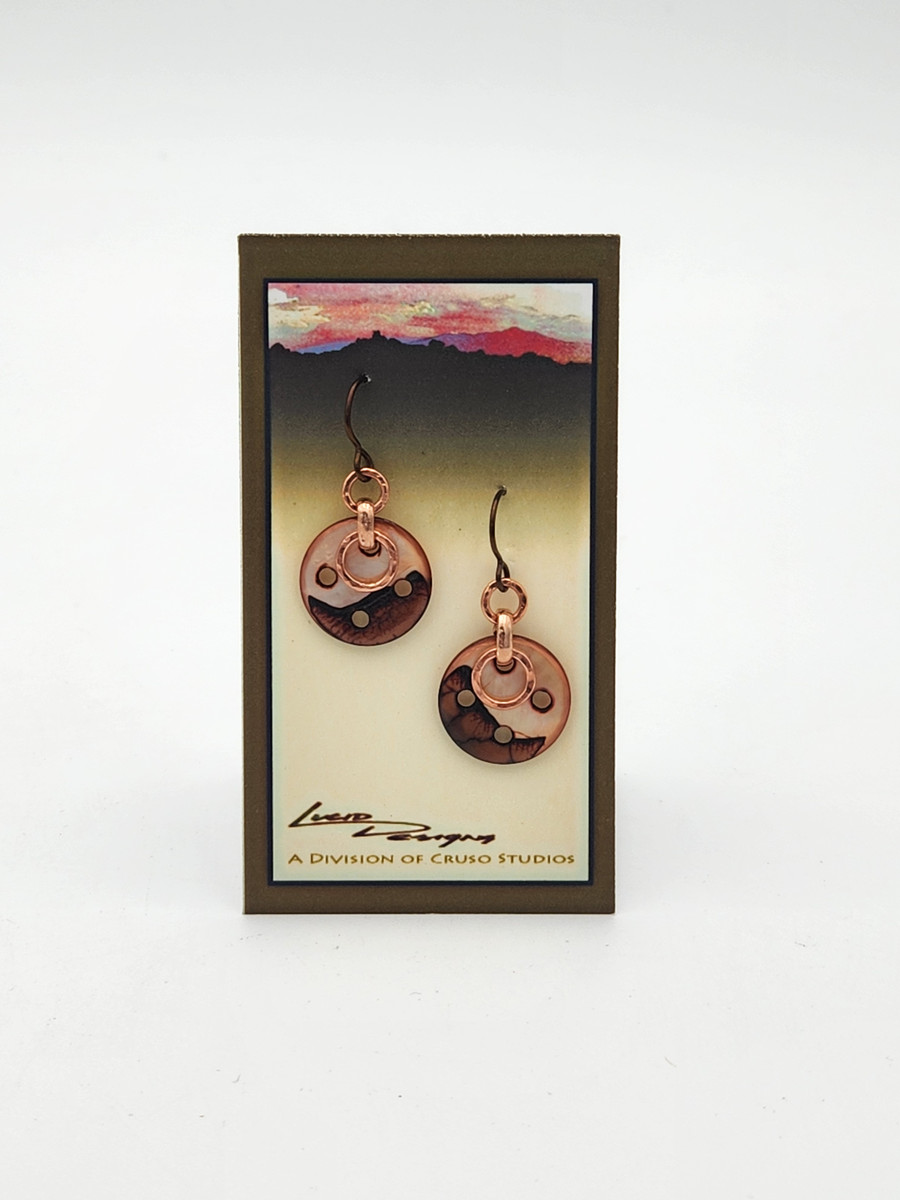 Earrings ~ Antique Mother-of-Pearl Buttons w/ Copper Discs