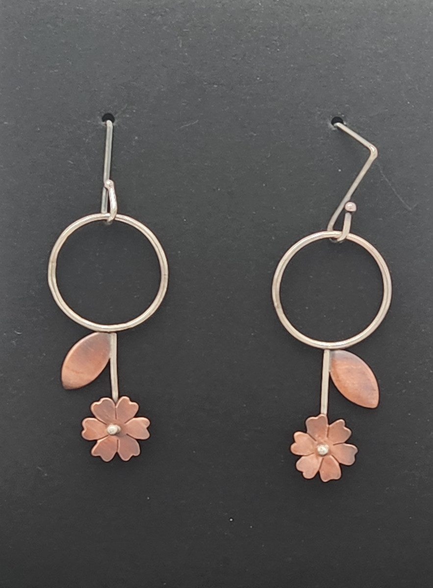 Earrings ~ Copper Drop Stems with Copper Leaves