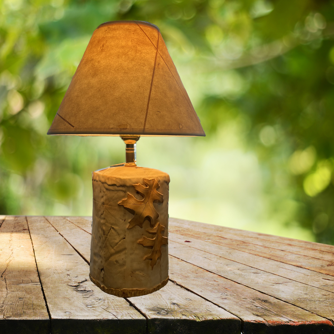 6 - Lamp Base, Textured White, Handmade Shade