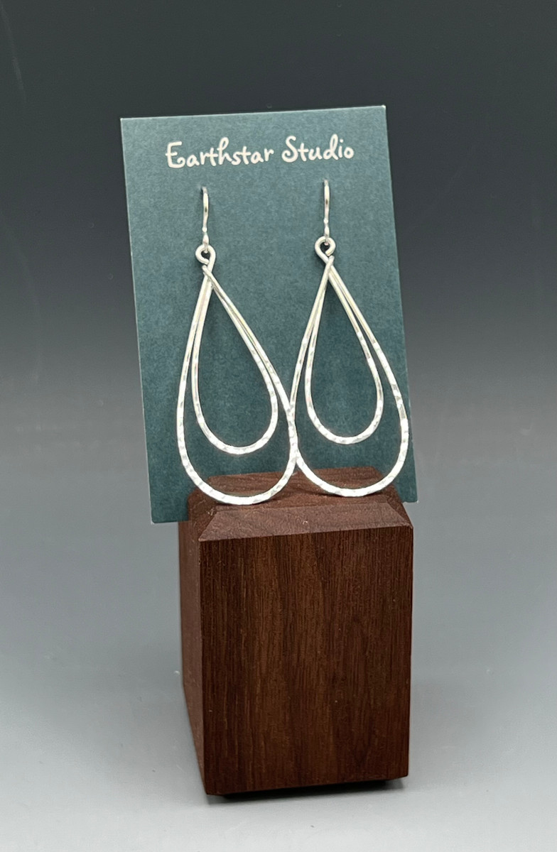 Earrings - Double Teardrop, Silver (Large)