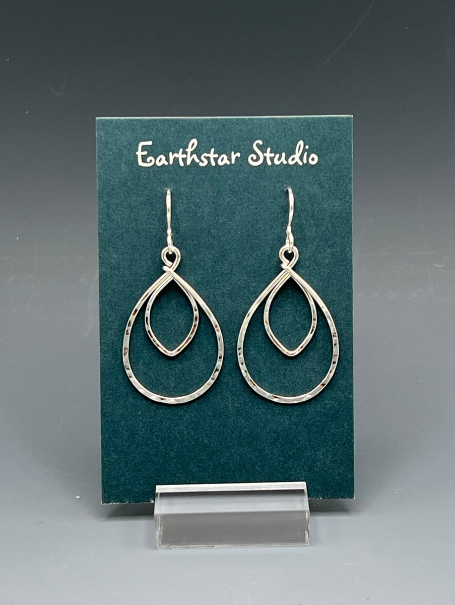 Earrings - Double Teardrop, Silver (Small)