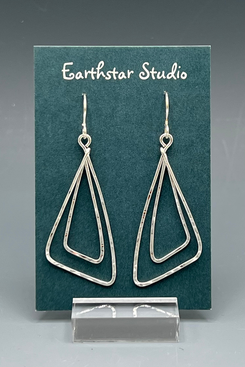 Earrings - Double Triangle, Silver
