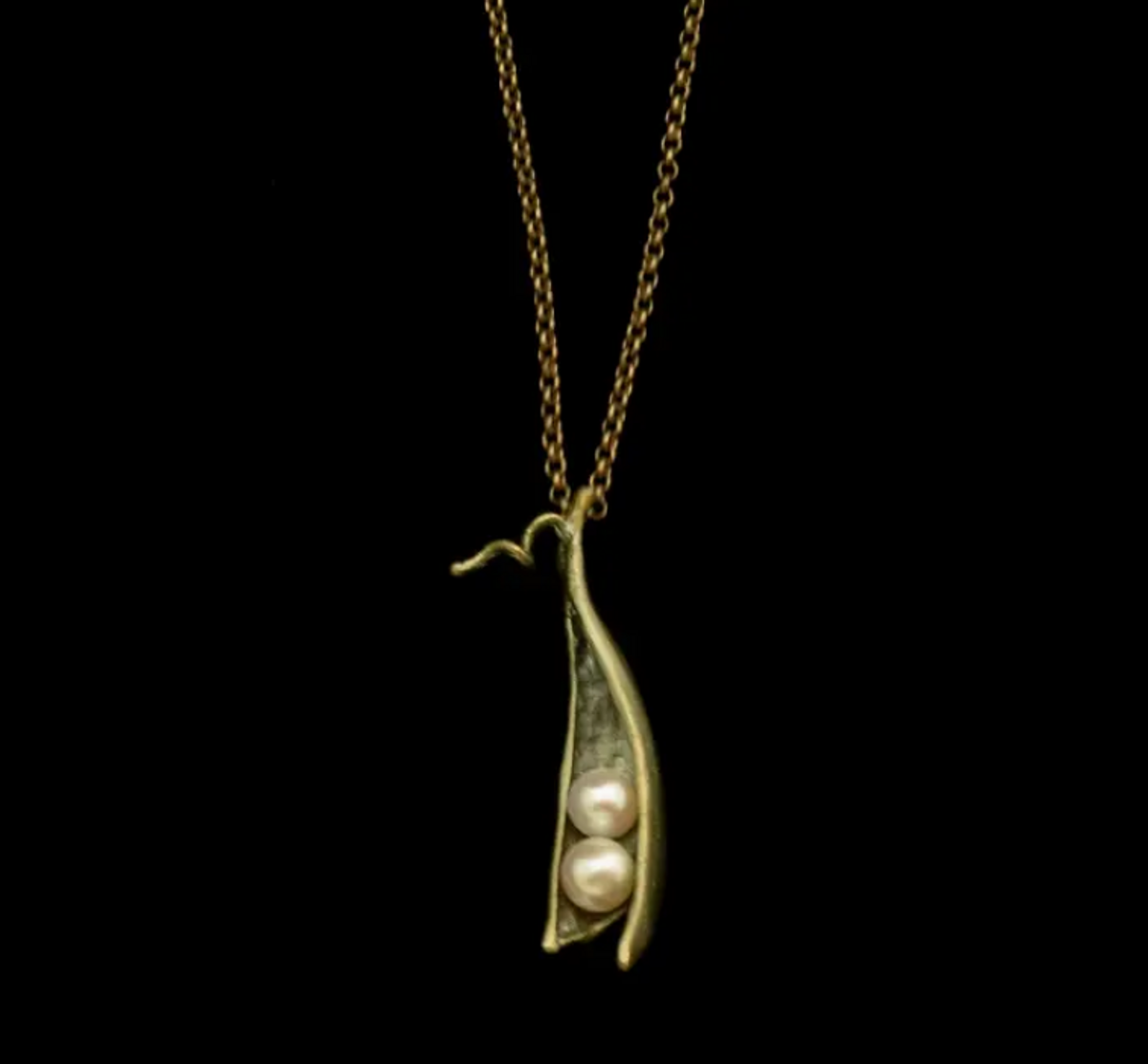 Necklace - Pea Pod 2 Pearl Pendant -18" Adj.