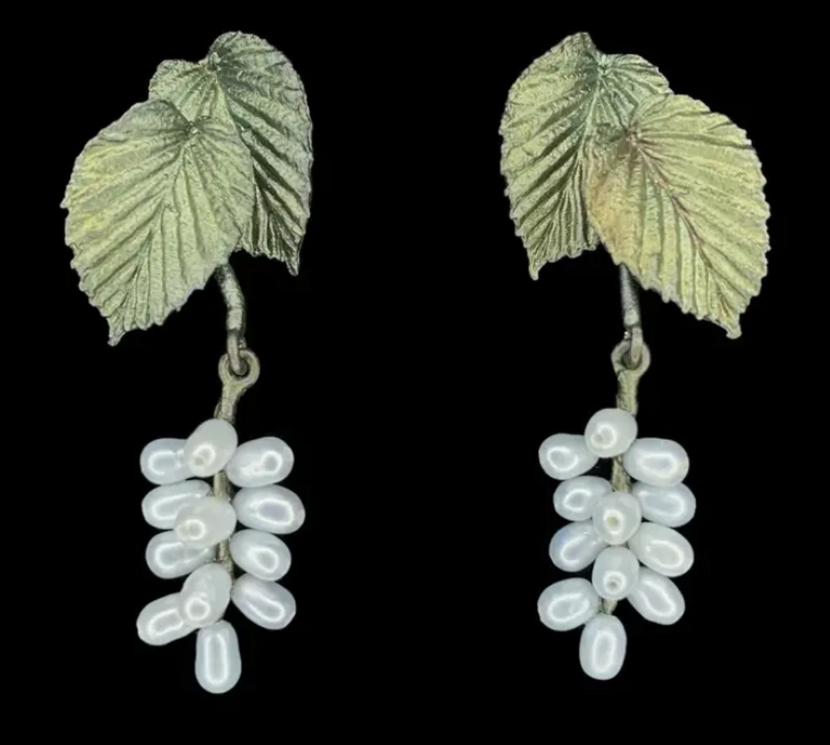 Earrings ~ Spring Birch Leaf & Pearl Post