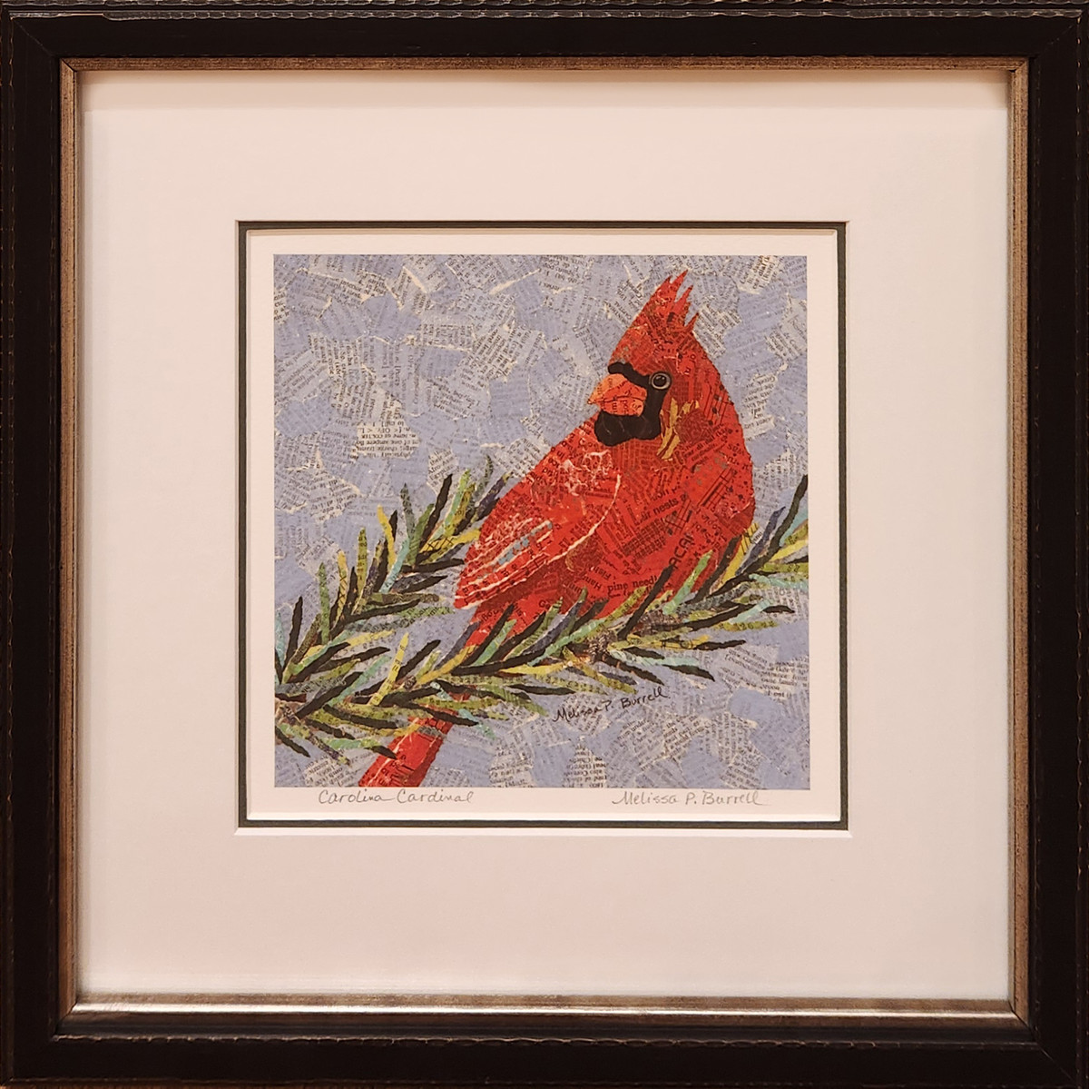 Framed Giclee ~ Carolina Cardinal ~ 12 x 12