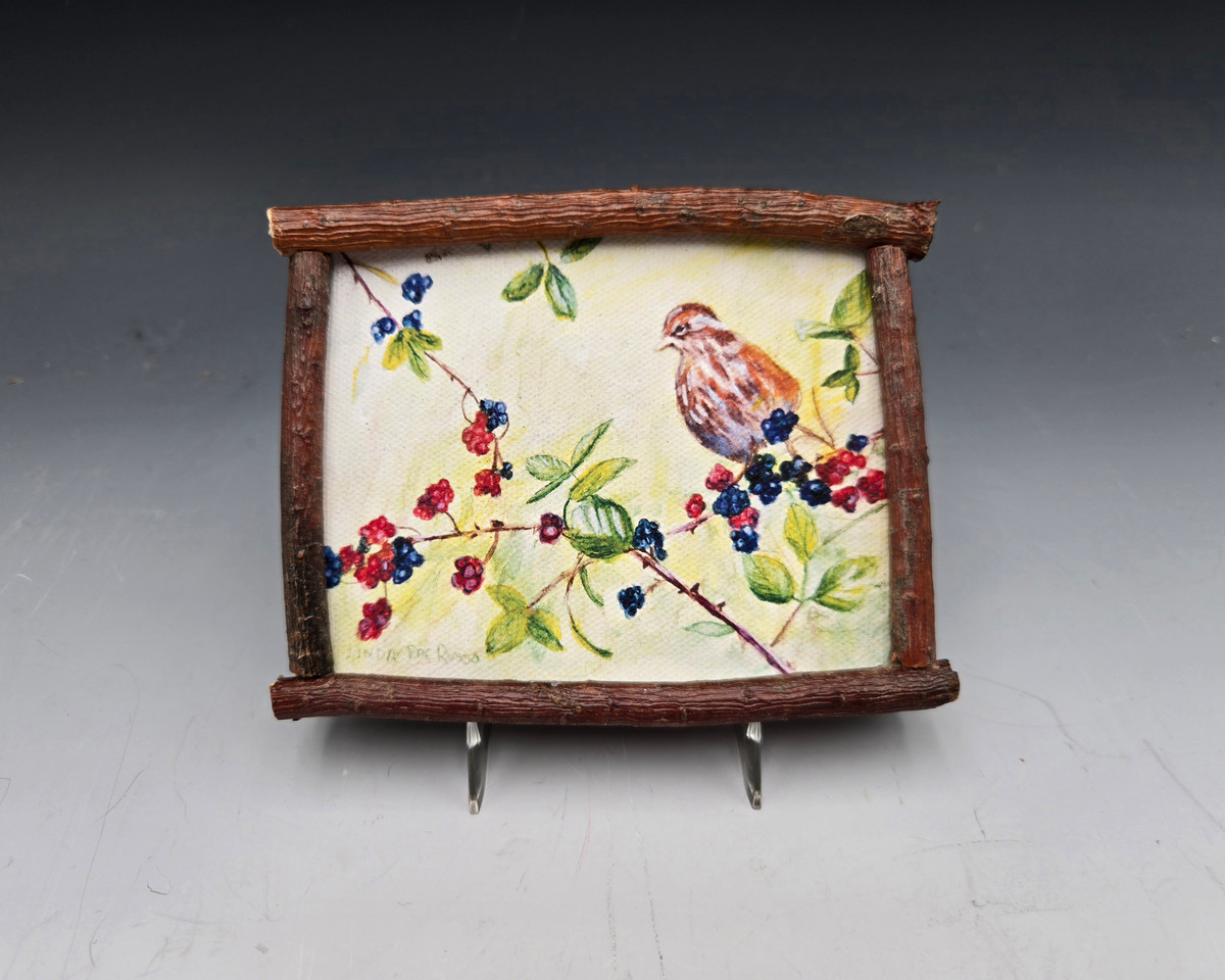 631  Sparrow with Blackberries