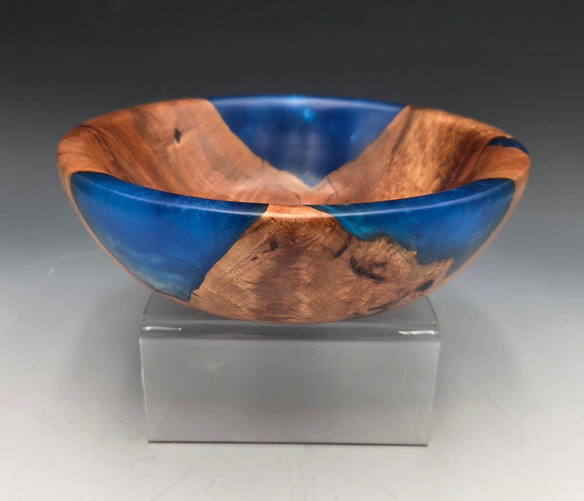 Blue Epoxy and Cherry Bowl