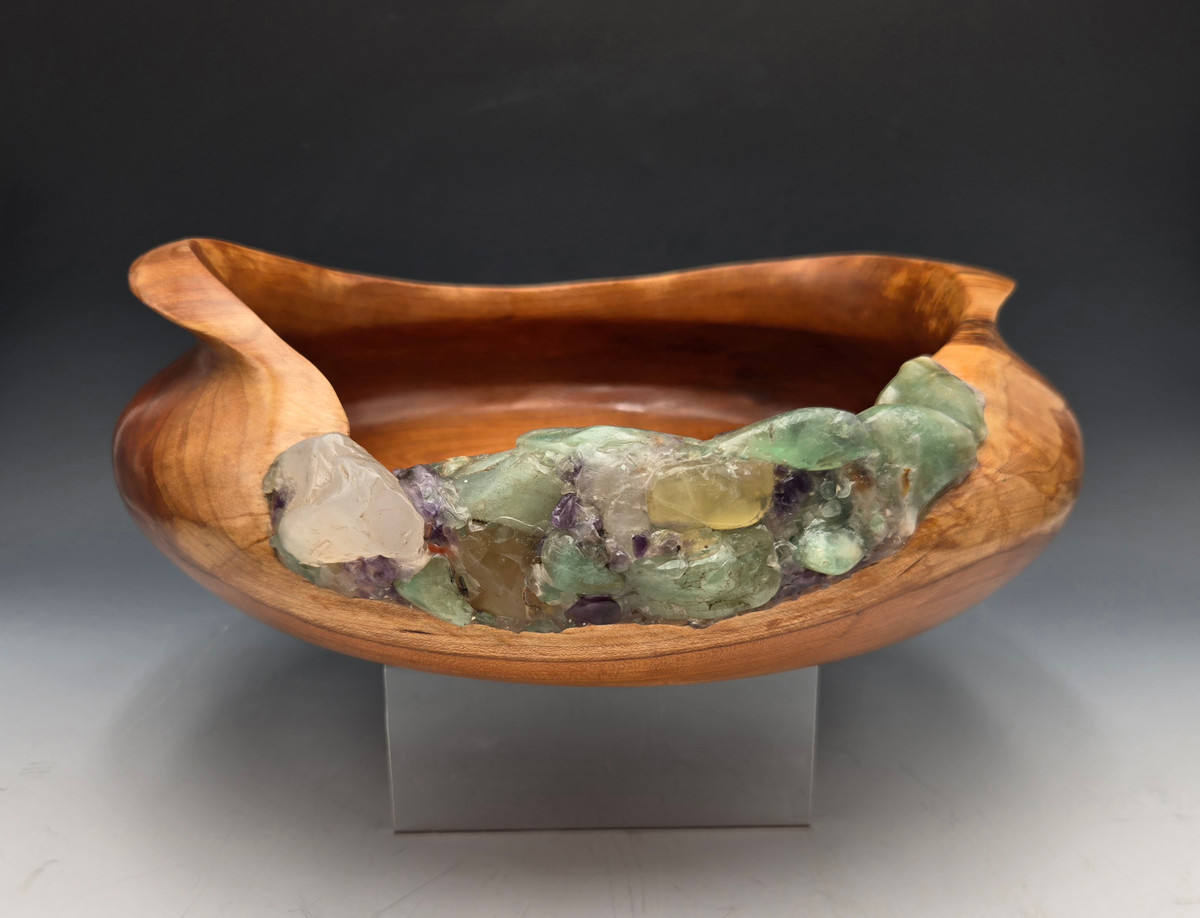 Bowl - Black Cherry w/Stones - 9AB