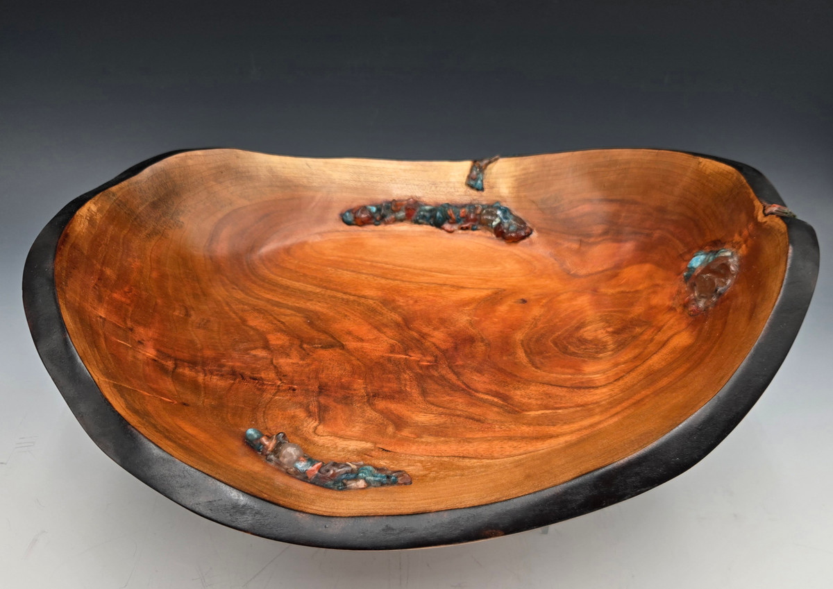 Bowl - Black Cherry w/Stones - 15AB