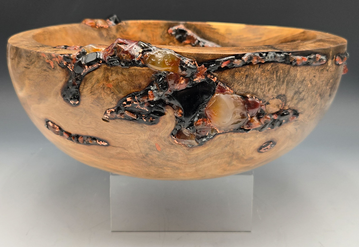 Holly Burl- Carnelian Obsidian