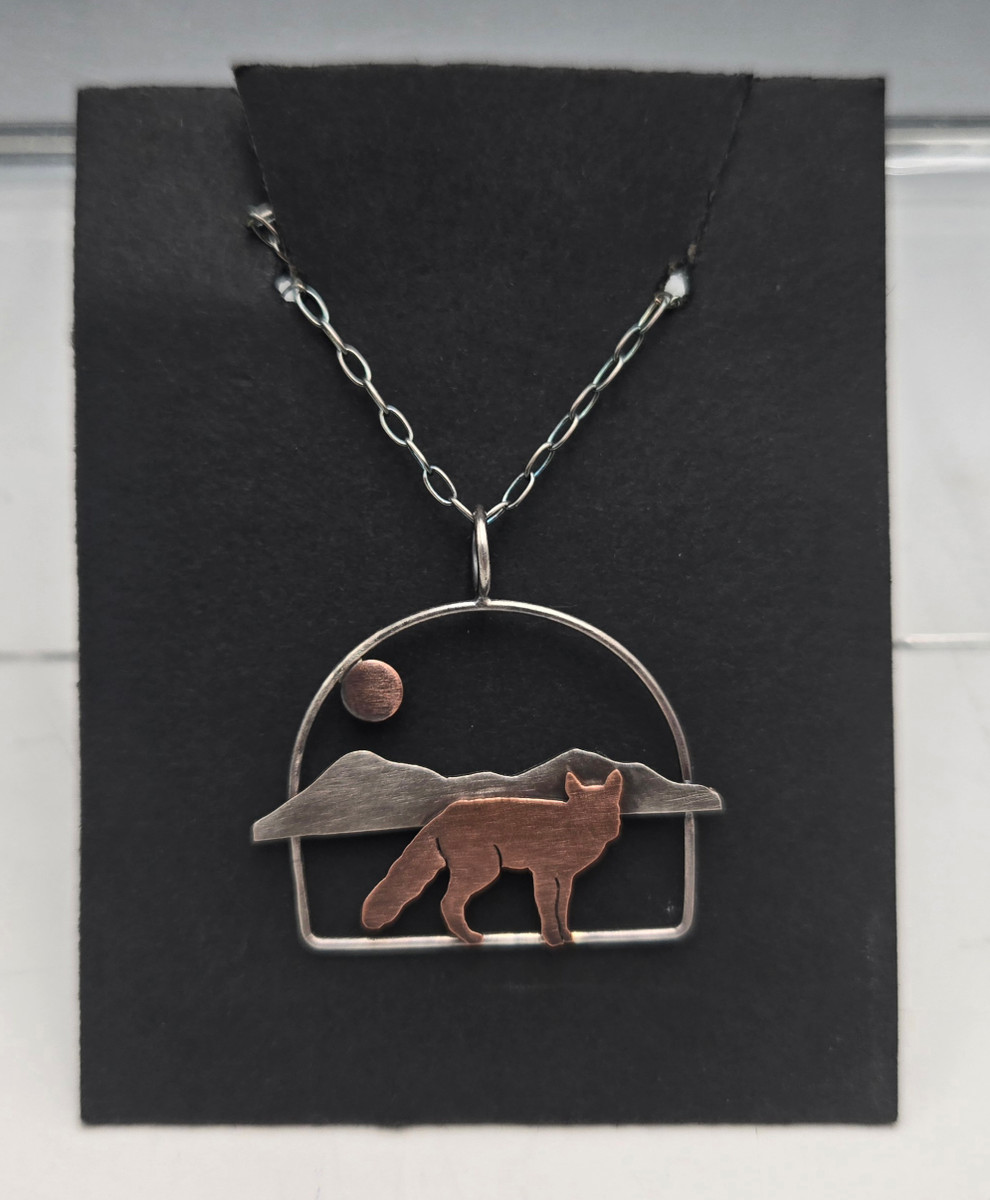 Necklace - Fox and Mountain Scene