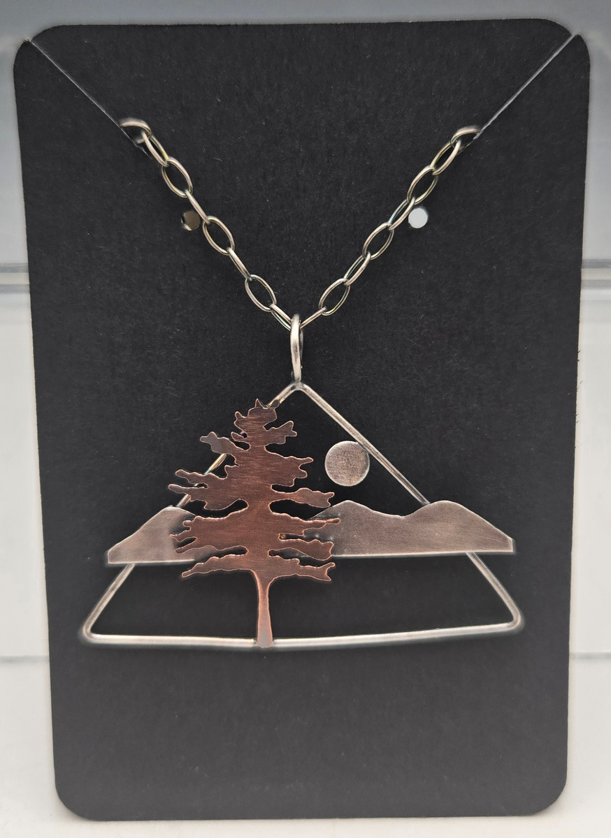 Necklace - Pine Tree and Mountain Scene