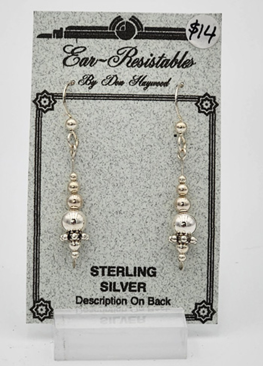 Earrings ~ 1-Bead with Bali Beads