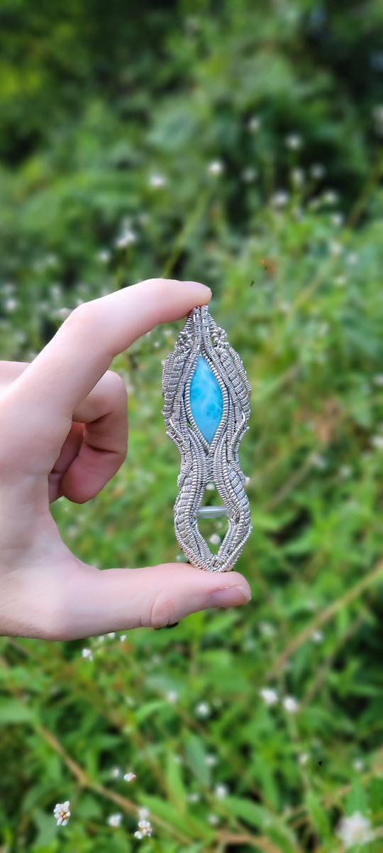 Pendant- Sterling Silver Larimar/Quartz