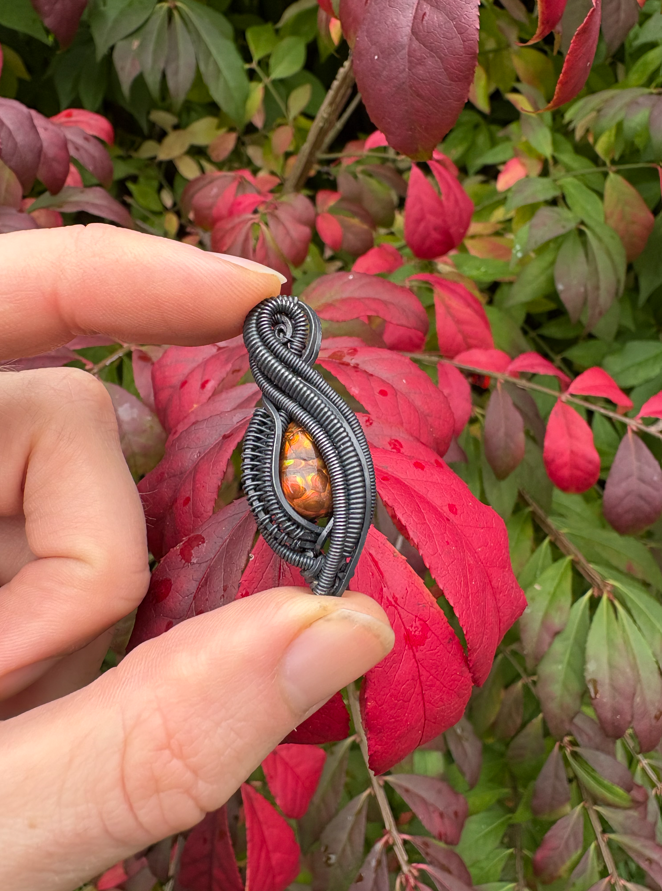 Pendant 22 - Black Silver Fire agate