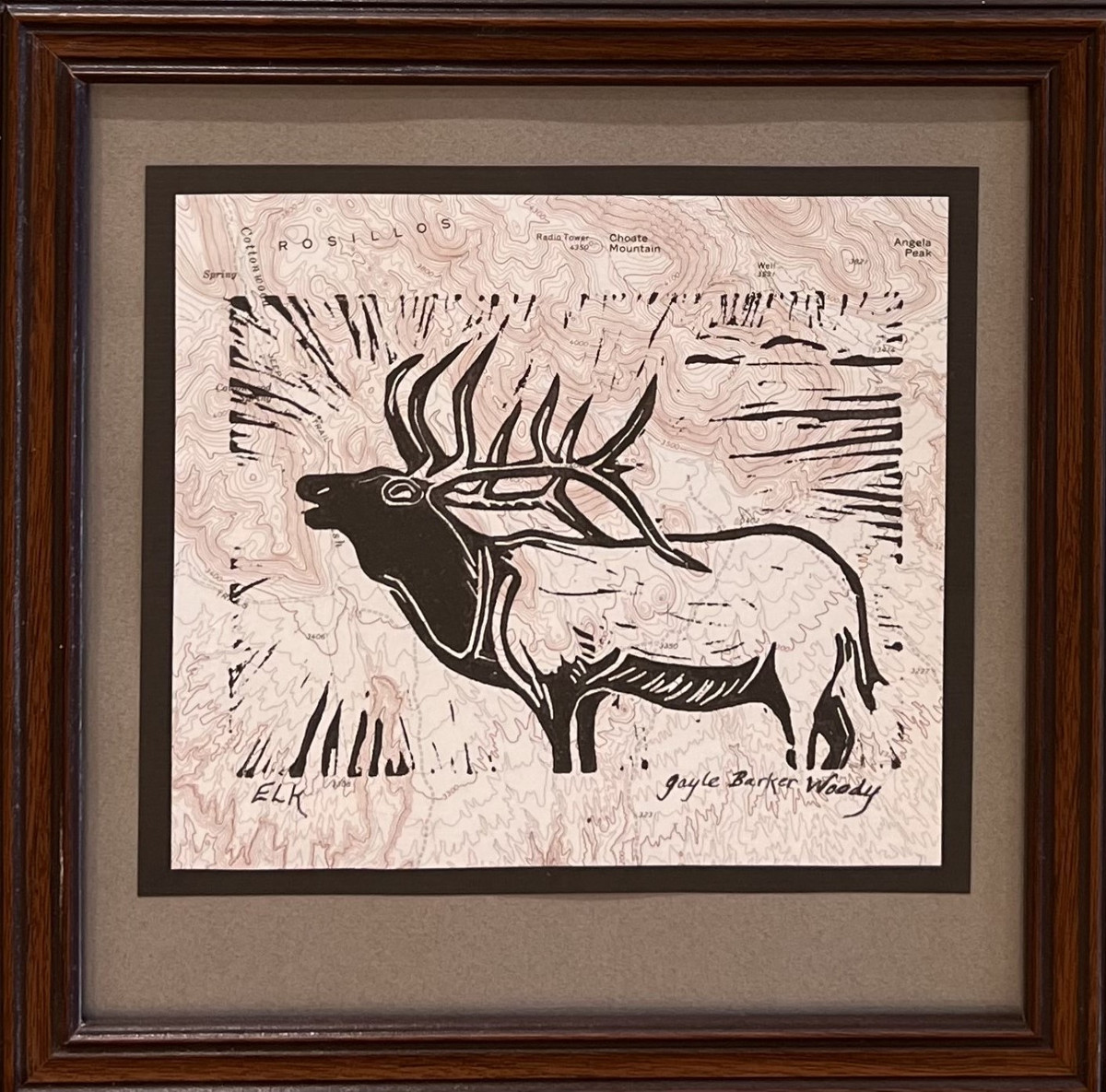 Elk on vintage map